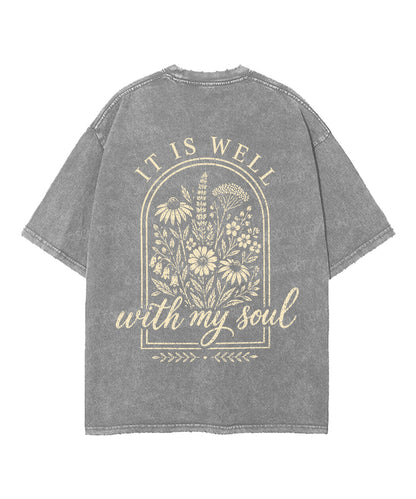 It Is Well With My Soul Double Sided Unisex Washed Christian T-shirt