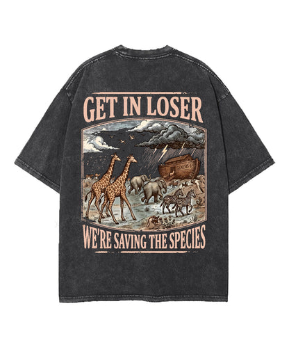 We're Saving The Species Double Sided Unisex Washed Christian T-shirt