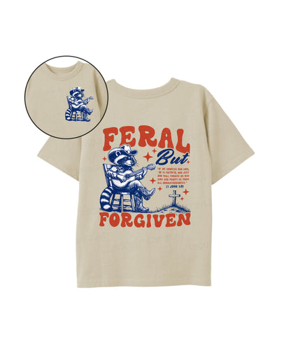 Kids Feral But Forgiven Double Sided Cotton Christian T-shirt