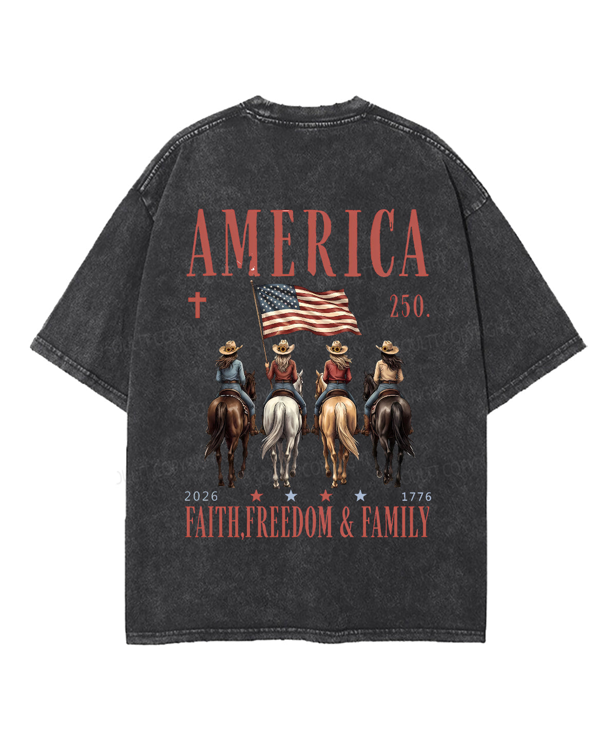 250 Years America Anniversary Double Sided Unisex Washed Christian T-shirt