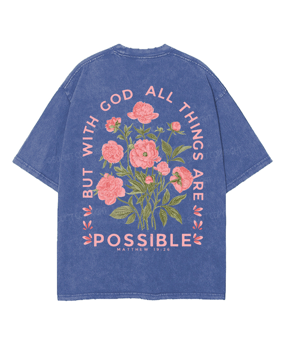But With God All Things Are Possible Double Sideed Unisex Washed Christian T-shirt