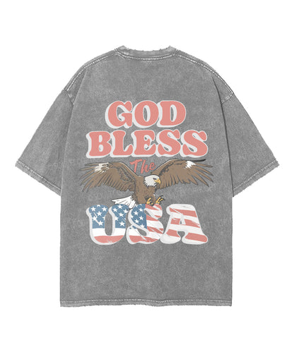 God Bless The USA Double Sided Unisex Washed Christian T-shirt