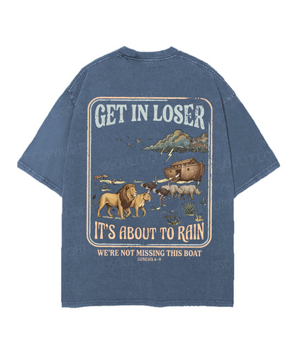 It's About To Rain We're Not Missing This Boat Double Sided Unisex Christian Washed T-Shirt & Shorts
