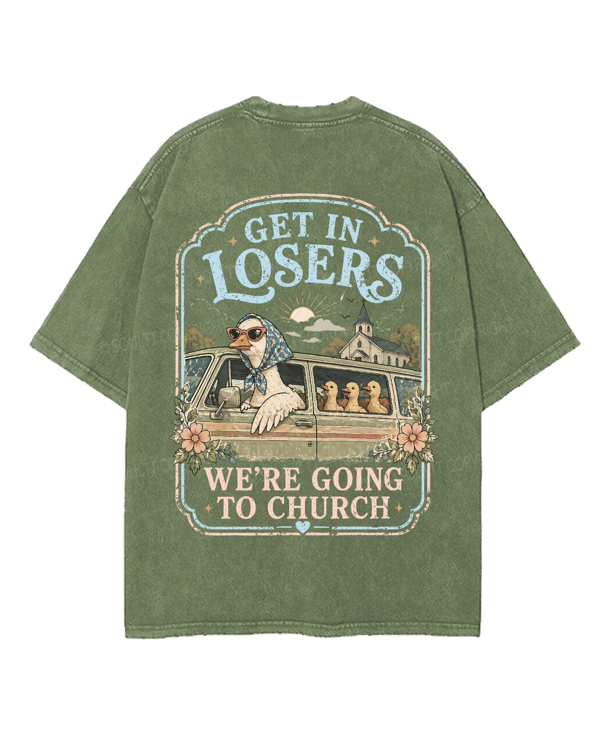 We're Going To Church Double Sided Unisex Washed Christian T-shirt