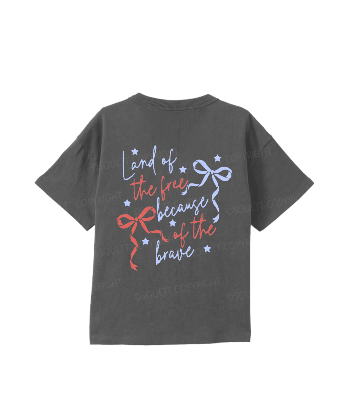 Kids Land Of The Free Because Of The Brave Double Sided Cotton Christian T-shirt