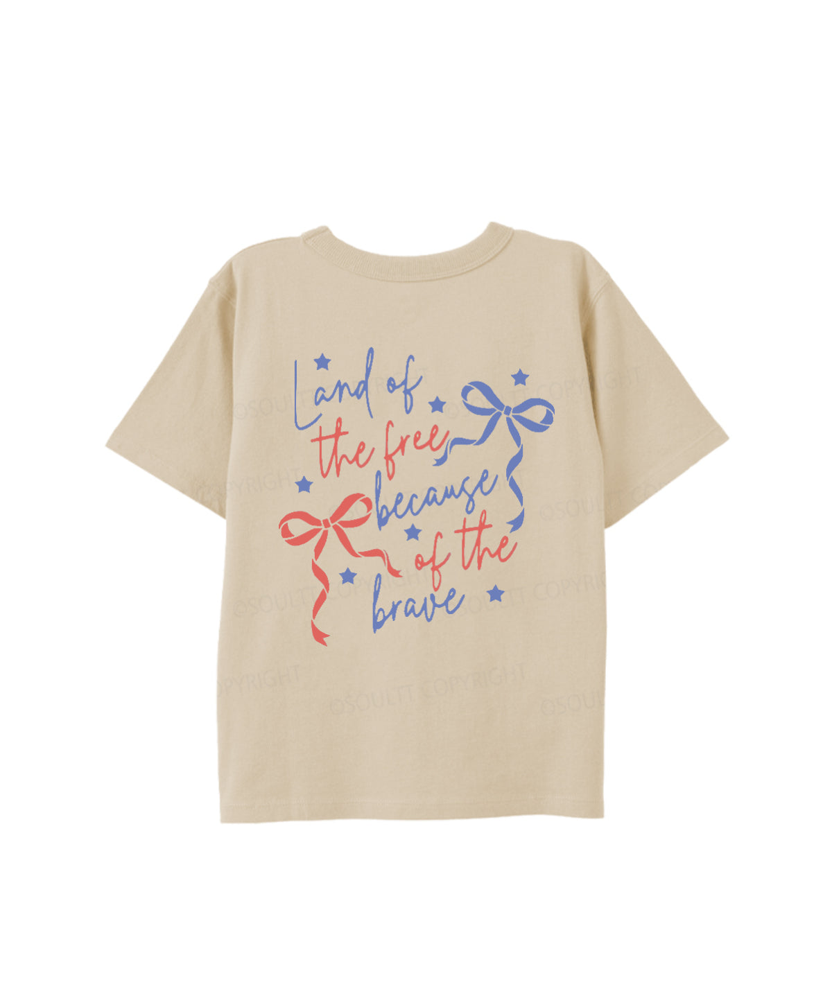 Kids Land Of The Free Because Of The Brave Double Sided Cotton Christian T-shirt