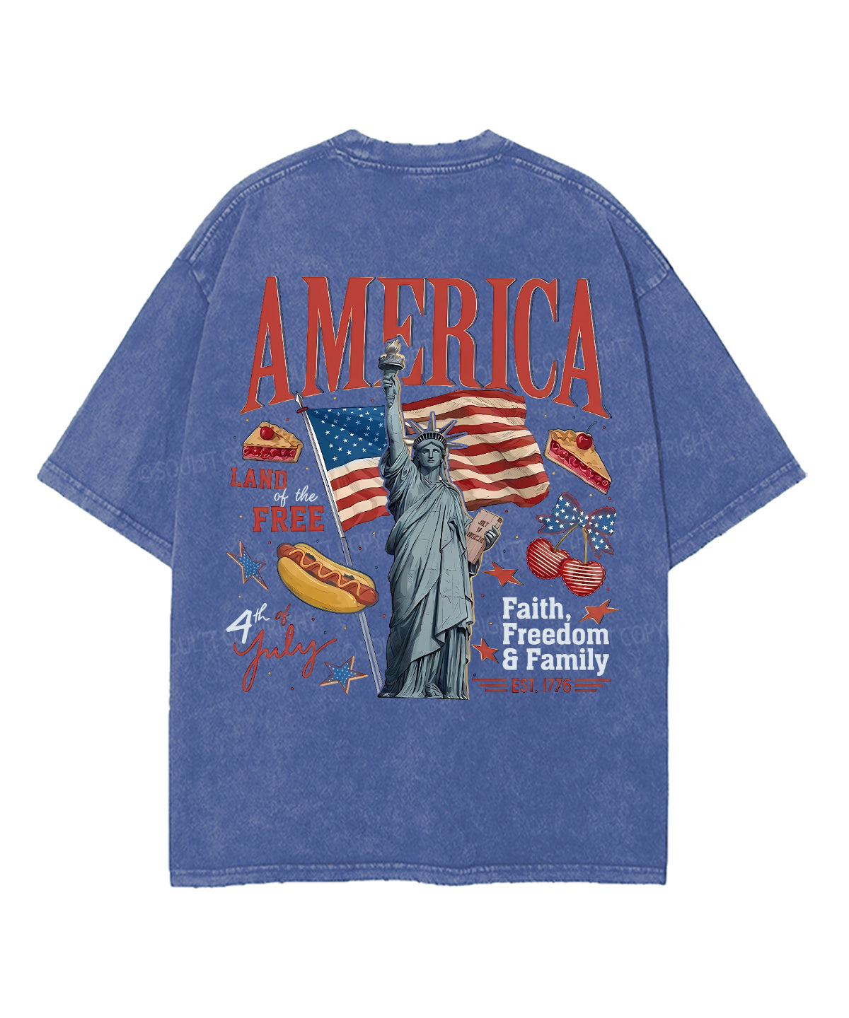 4th of July Double Sided Unisex Washed Christian T-shirt