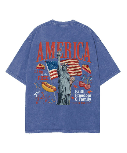 4th of July Double Sided Unisex Washed Christian T-shirt