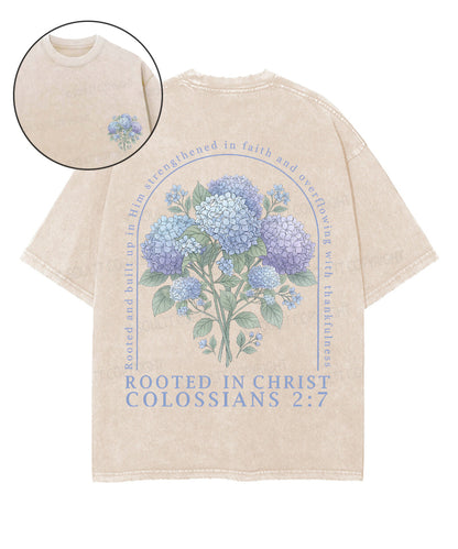 Rooted In Christ Double Sided Unisex Washed Christian T-shirt