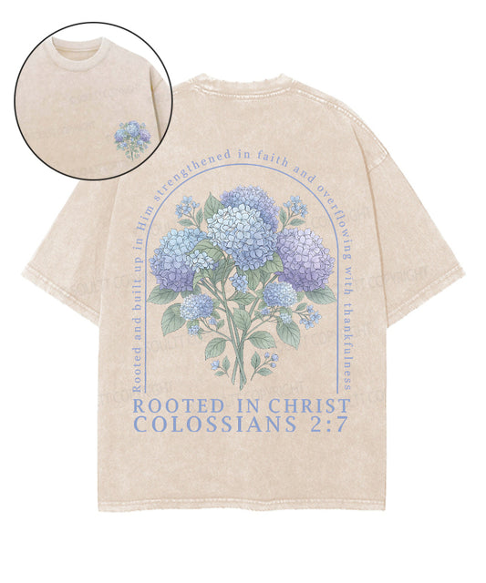 Rooted In Christ Double Sided Unisex Washed Christian T-shirt