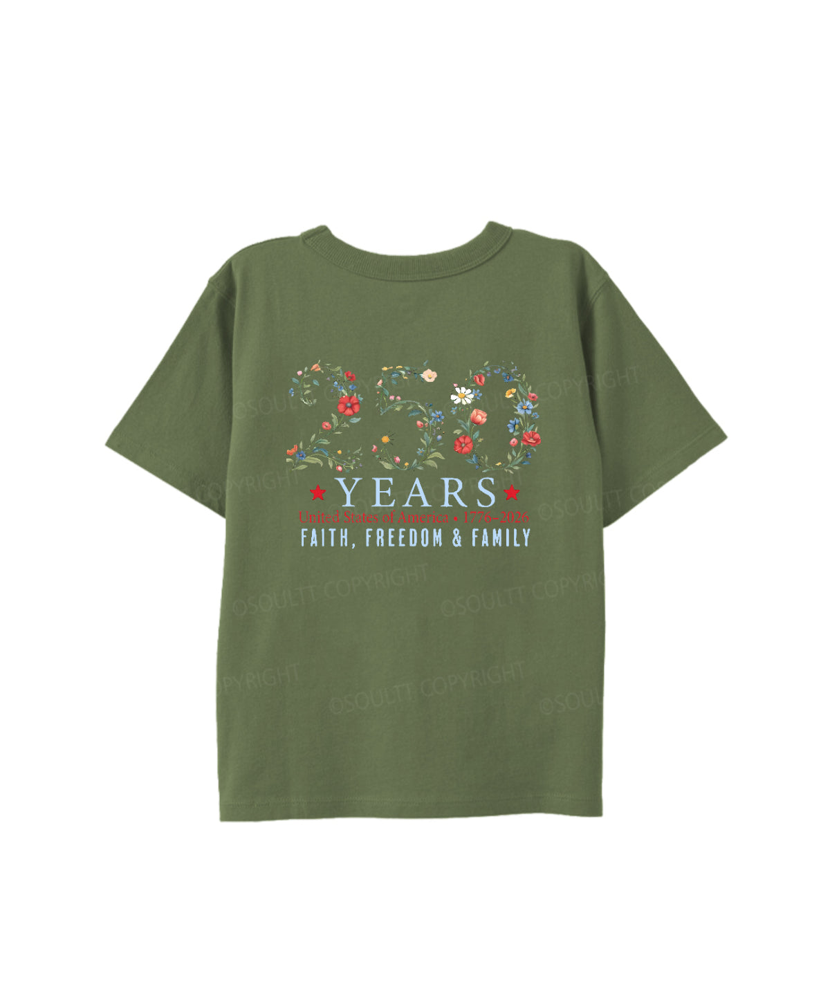 Kids 250 Years America Anniversary Double Sided Cotton Christian T-shirt