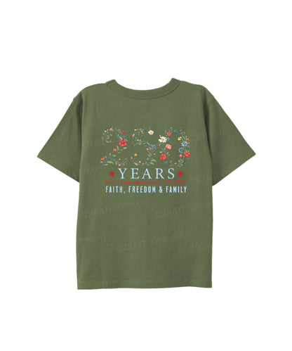 Kids 250 Years America Anniversary Double Sided Cotton Christian T-shirt