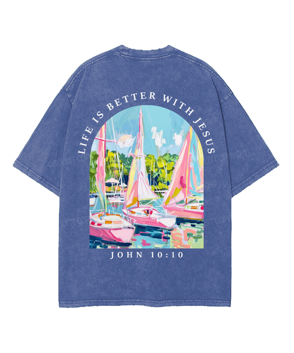 Life Is Better With Jesus Double Sided Unisex Washed Christian T-shirt