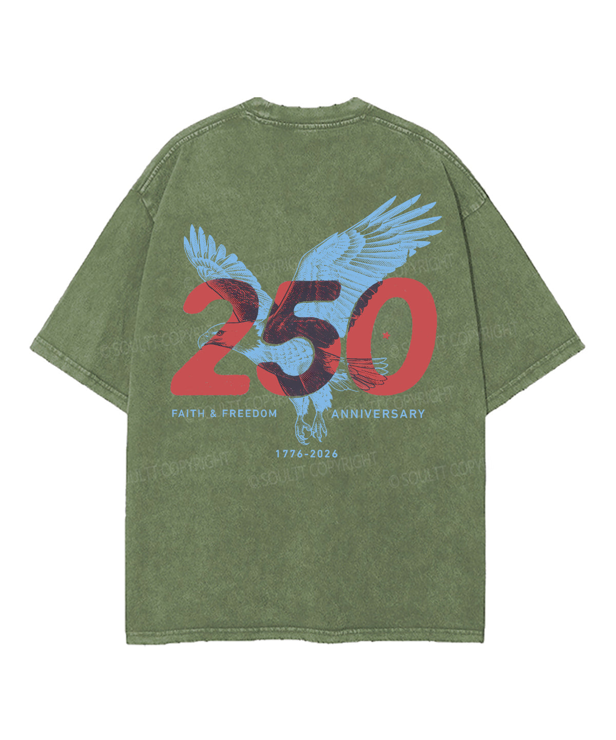250 Years America Anniversary Double Sided Unisex Washed Christian T-shirt