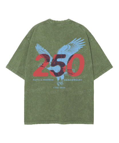 250 Years America Anniversary Double Sided Unisex Washed Christian T-shirt