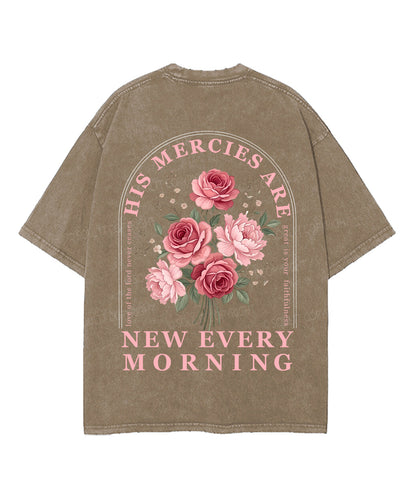 His Mercies Are New Every Morning Double Sided Unisex Washed Christian T-shirt