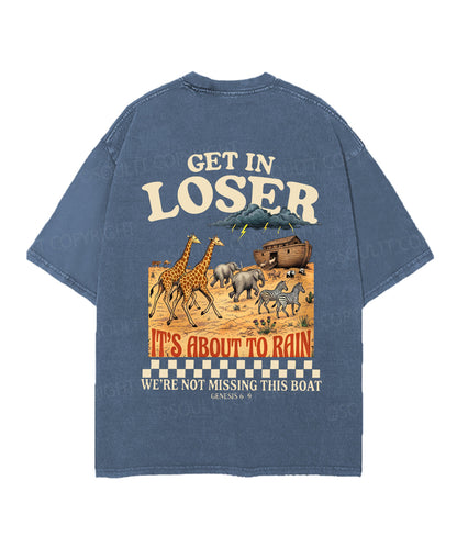 It's About To Rain We're Not Missing This Boat Double Sided Unisex Christian Washed T-Shirt & Shorts