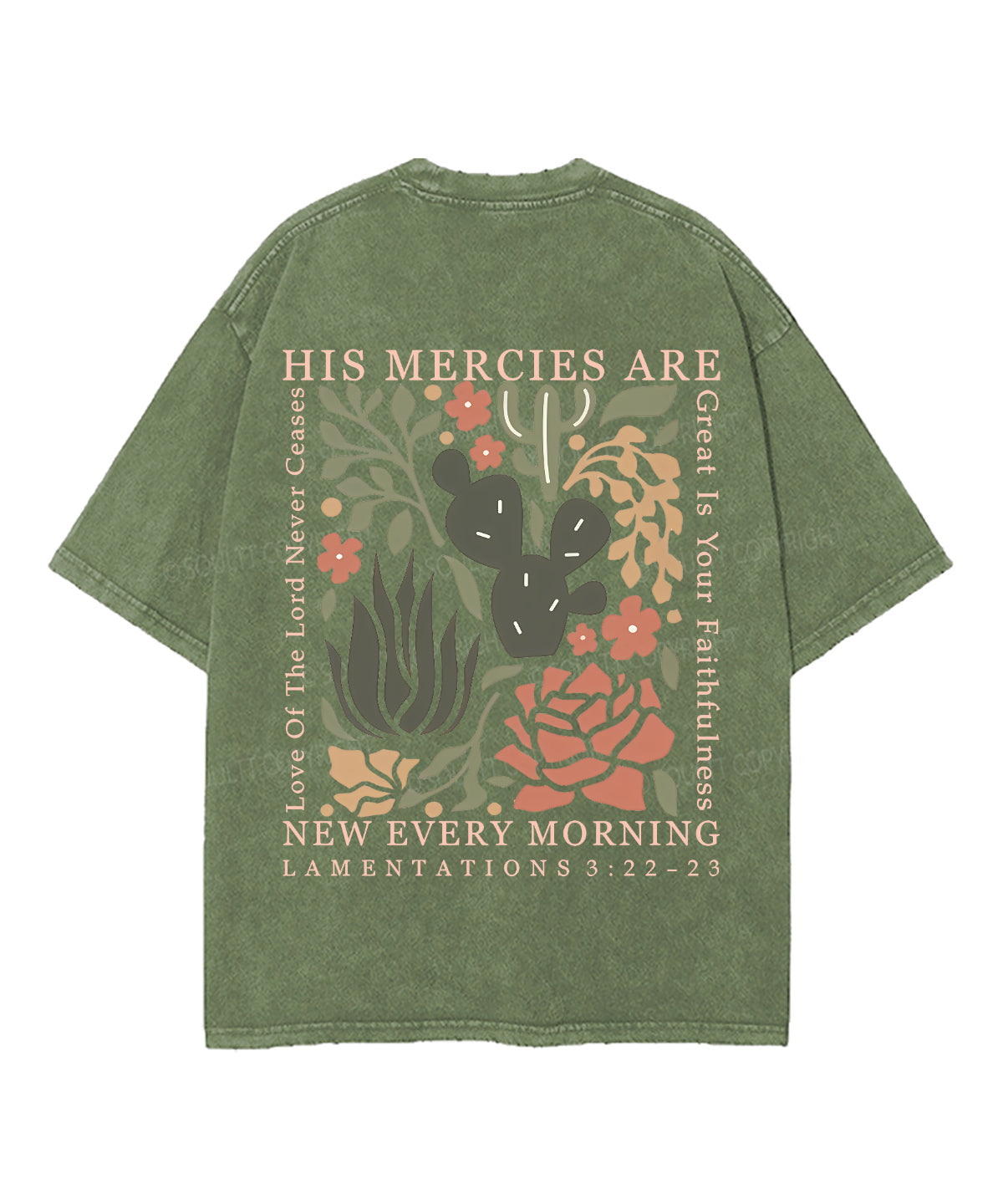 His Mercies Are New Every Morning Double Sided Unisex Washed Christian T-shirt