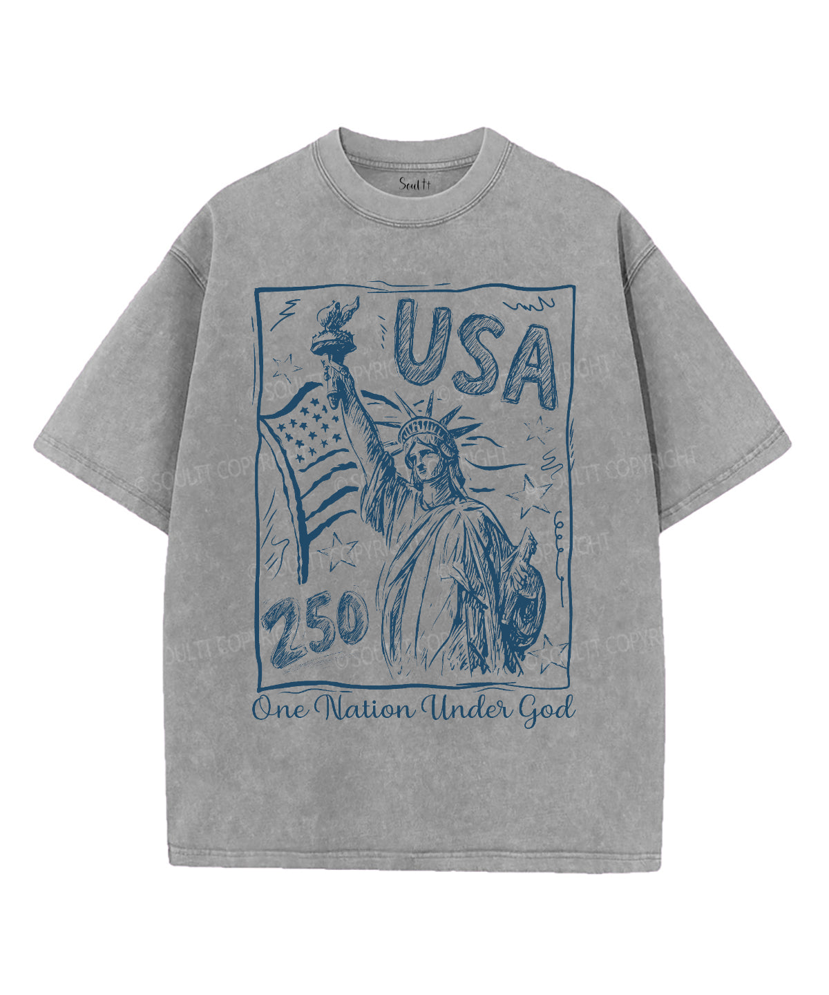 One Nation Under God Unisex Washed Christian T-shirt