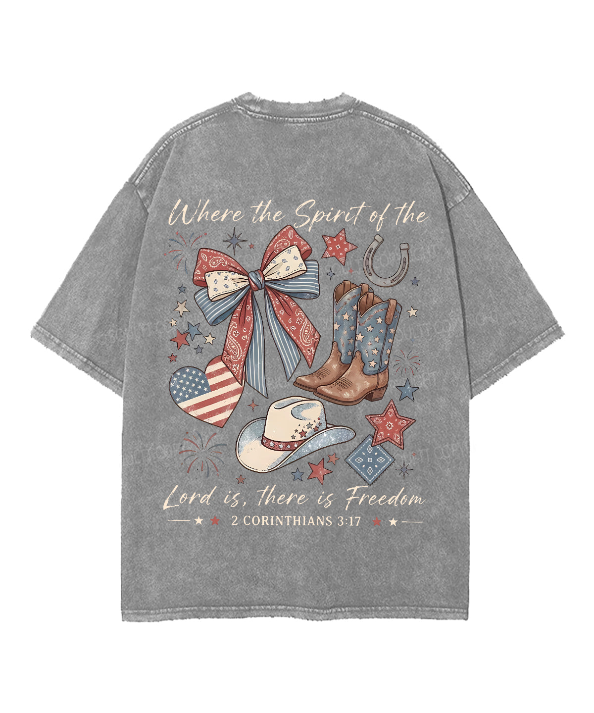 There Is Freedom Double Sided Unisex Washed Christian T-shirt