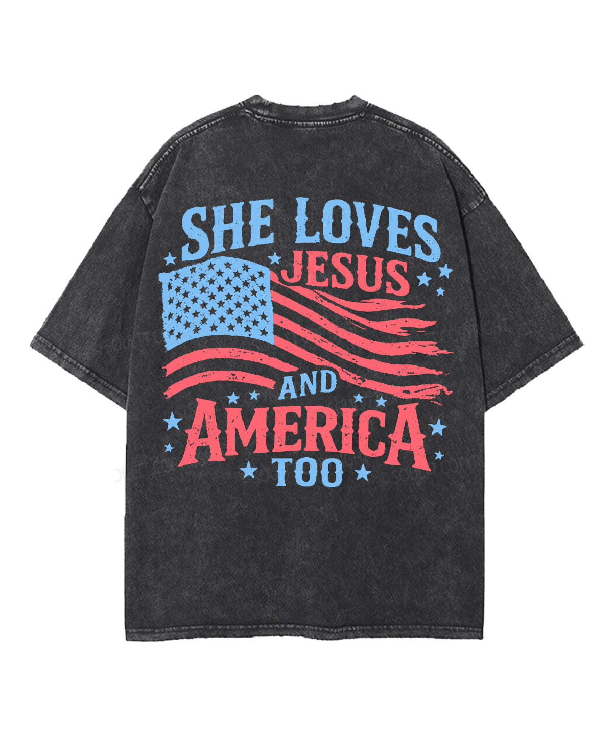 She Loves Jesus And America Double Sided Unisex Washed Christian T-shirt