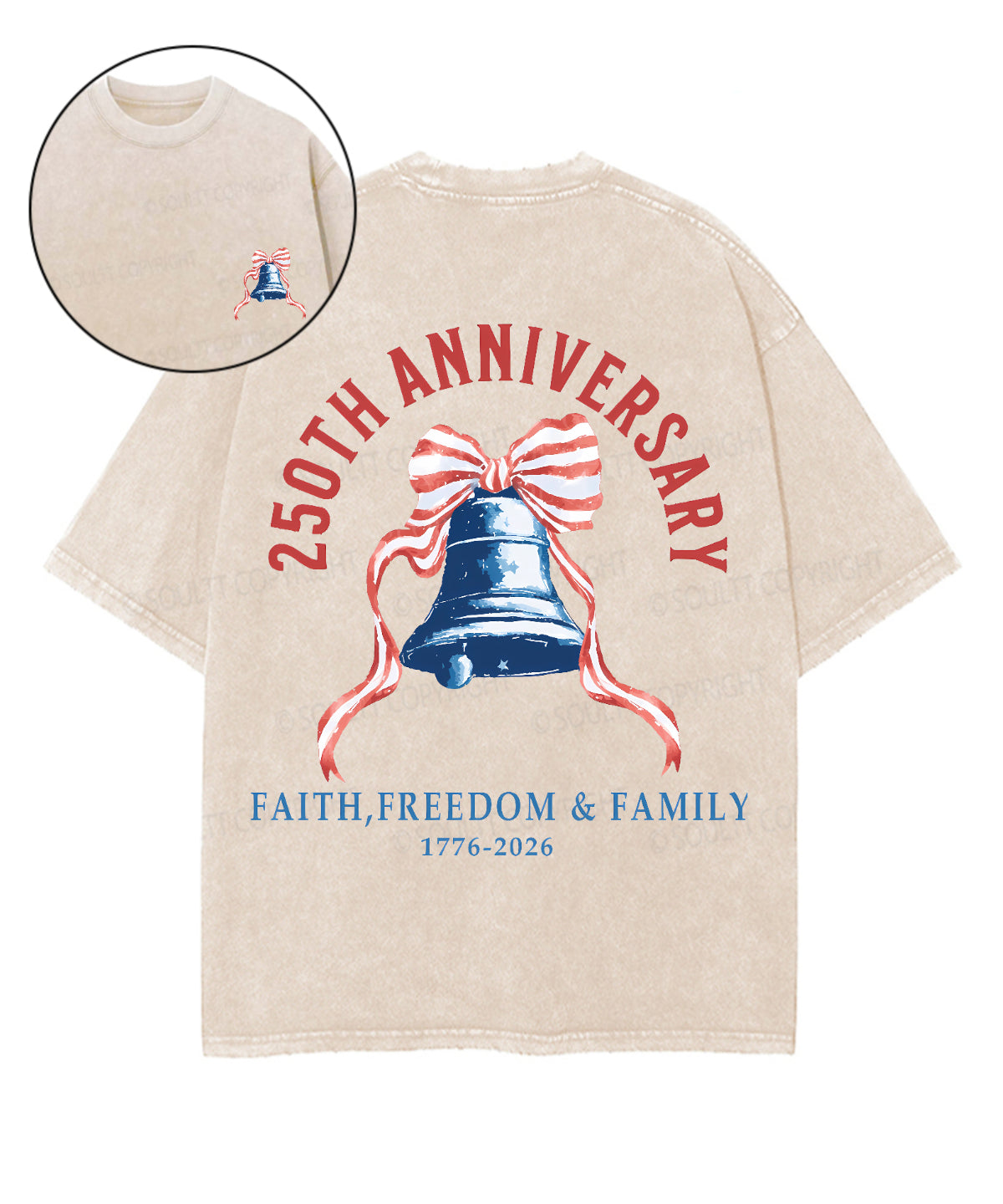 250 Years America Anniversary Double Sided Unisex Washed Christian T-shirt