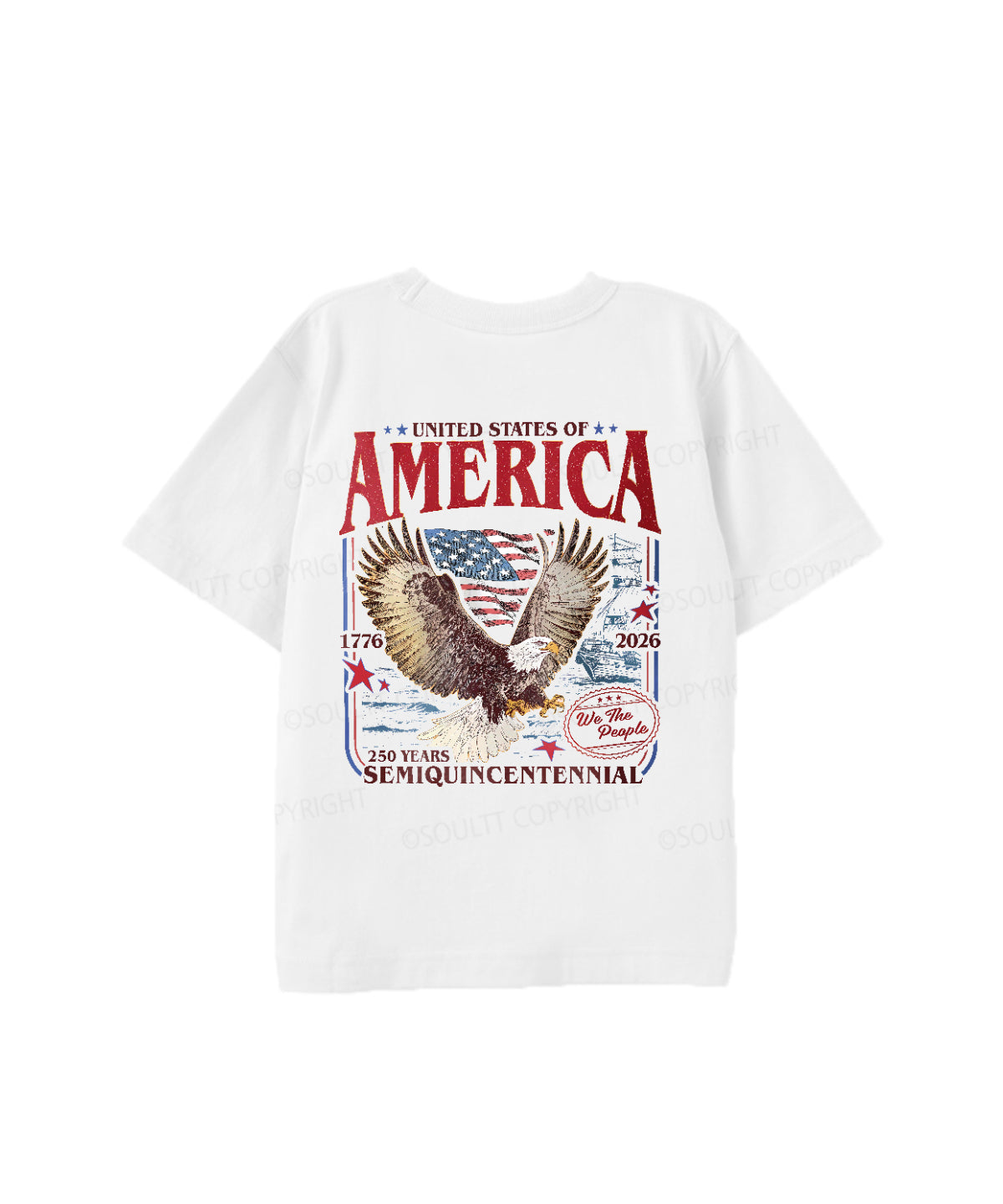 Kids 250 Years America Anniversary Double Sided Cotton Christian T-shirt