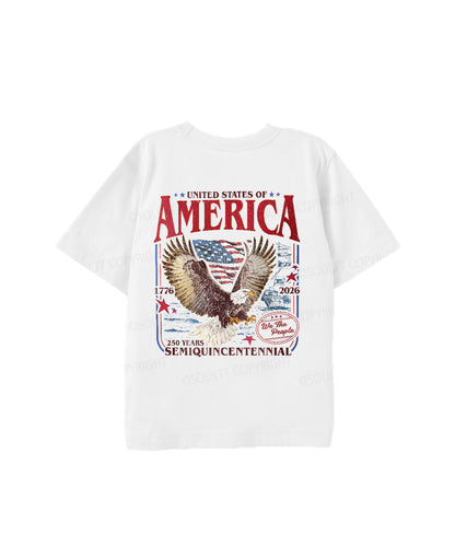 Kids 250 Years America Anniversary Double Sided Cotton Christian T-shirt