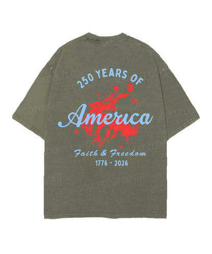 250 Years America Anniversary Double Sided Unisex Christian Washed T-Shirt & Shorts