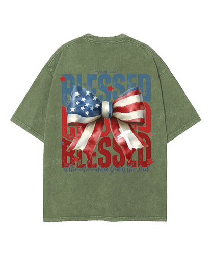 Blessed Is The Nation Whose God Is The Lord Unisex Washed Christian T-shirt