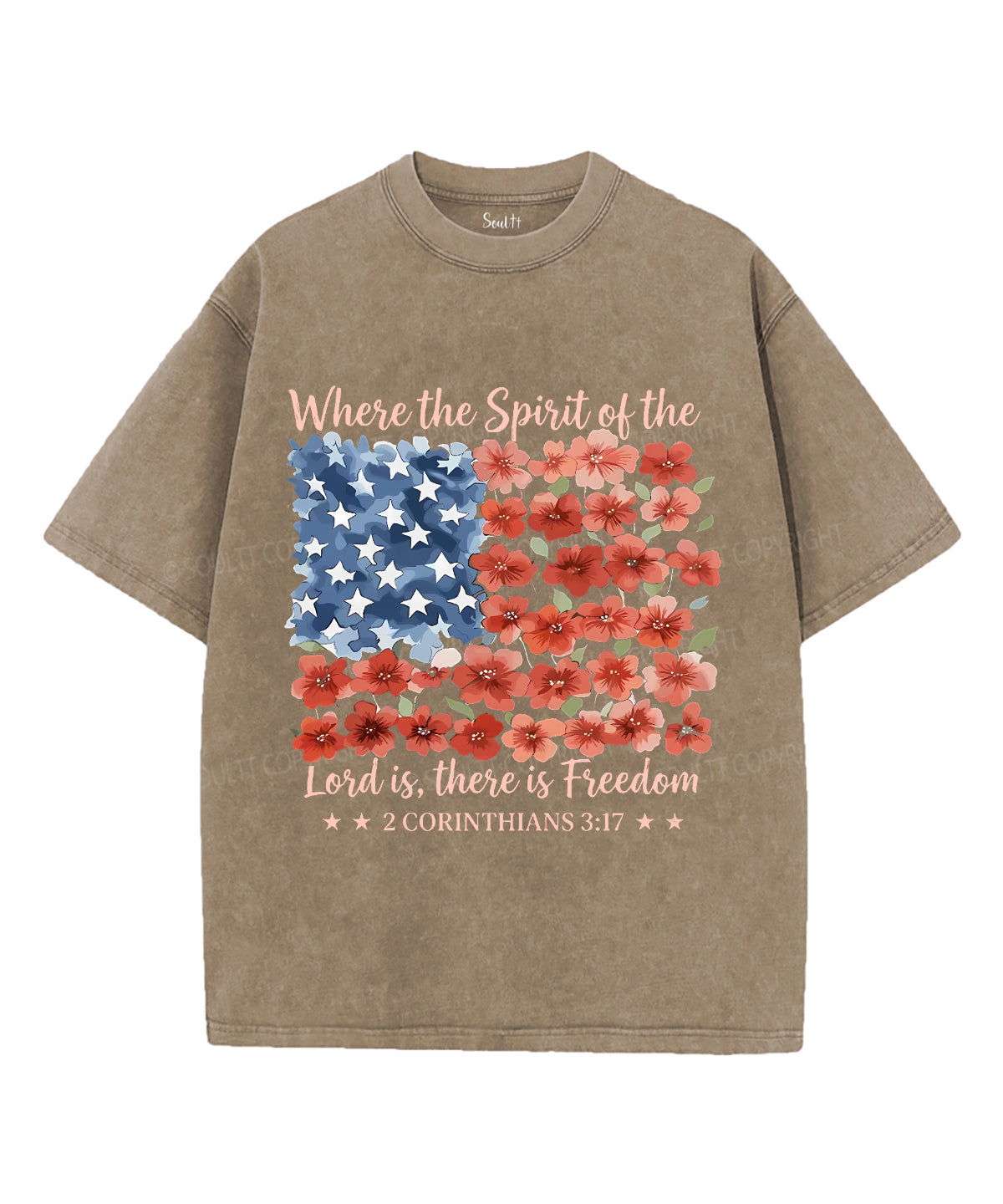 Where The Spirit Of He Lord Is There Is Freedom Single Sided Unisex Washed Christian T-shirt