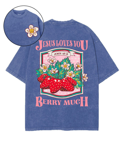 Jesus Loves You Double Sided Unisex Washed Christian T-shirt