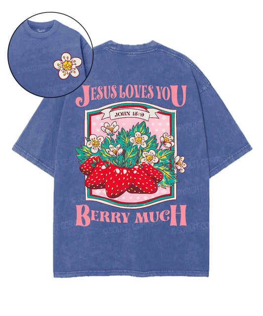 Jesus Loves You Double Sided Unisex Washed Christian T-shirt