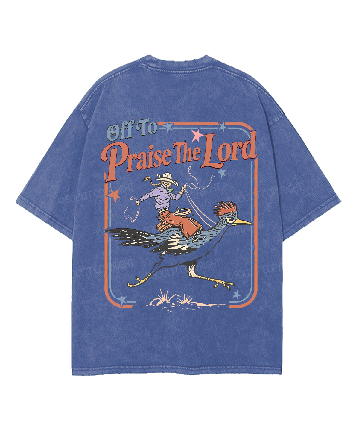 Off To Praise The Lord Double Sided Unisex Washed Christian T-shirt