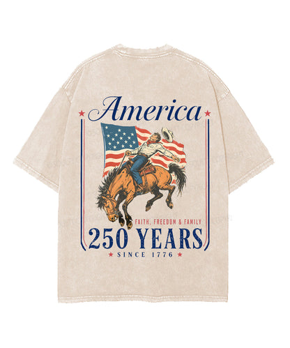 250 Years America Anniversary Double Sided Unisex Washed Christian T-shirt