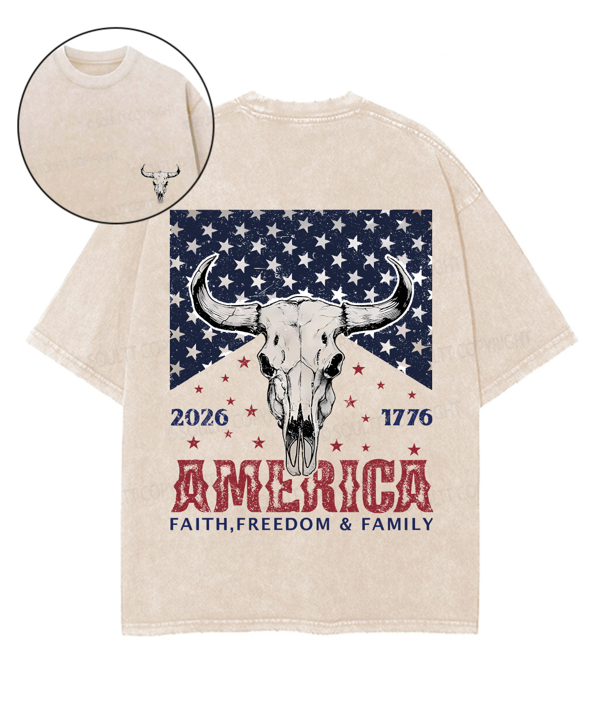 250 Years America Anniversary Double Sided Unisex Washed Christian T-shirt