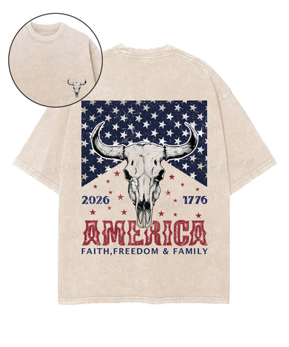 250 Years America Anniversary Double Sided Unisex Washed Christian T-shirt