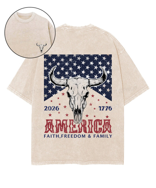 250 Years America Anniversary Double Sided Unisex Washed Christian T-shirt