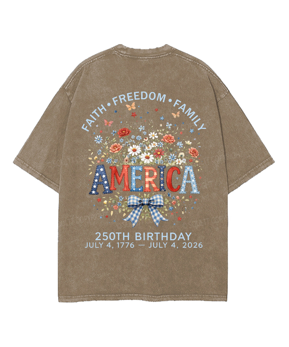 Faith • Freedom • Family Double Sided Unisex Washed Christian T-shirt