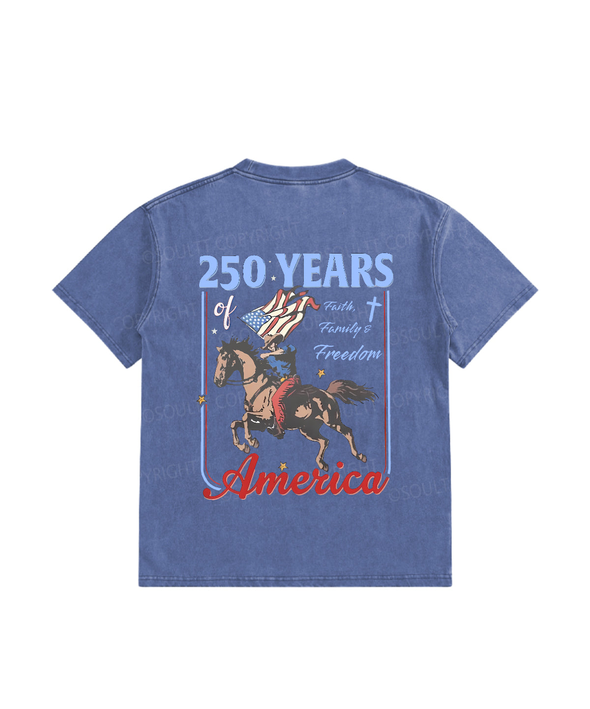 Kids 250 Years America Anniversary Double Sided Washed Christian T-shirt