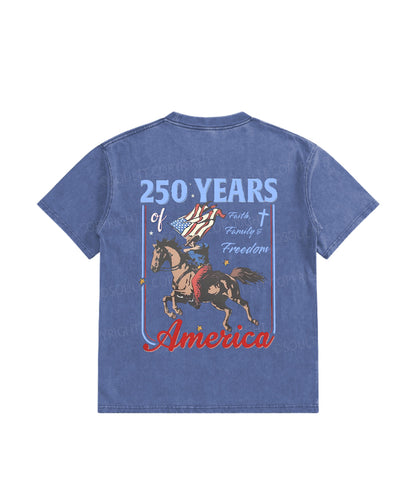 Kids 250 Years America Anniversary Double Sided Washed Christian T-shirt