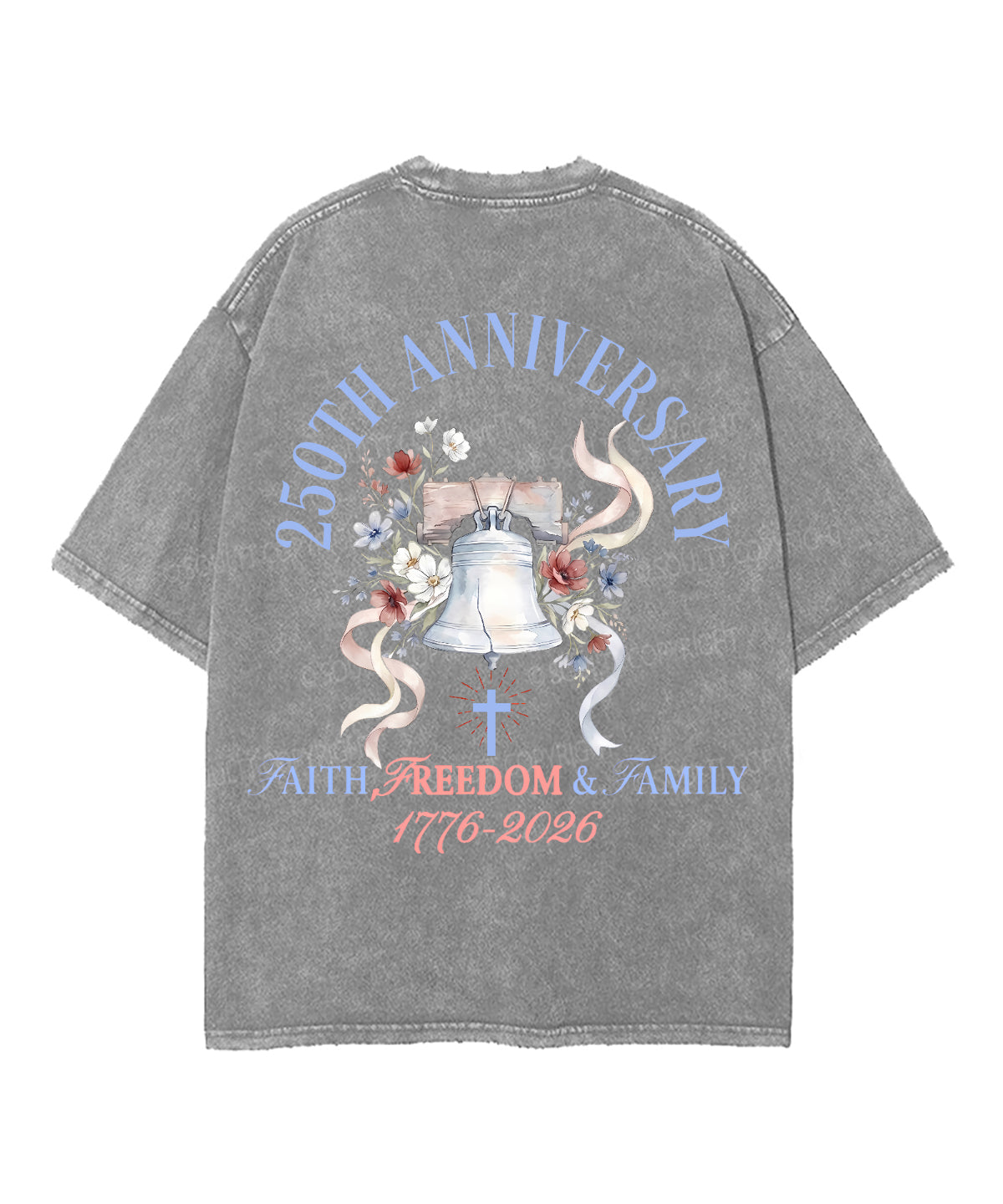 250 Years America Anniversary Double Sided Unisex Washed Christian T-shirt