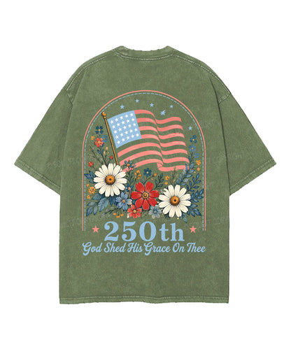 God Shed His Grace On Thee Double Sided Unisex Washed Christian T-shirt