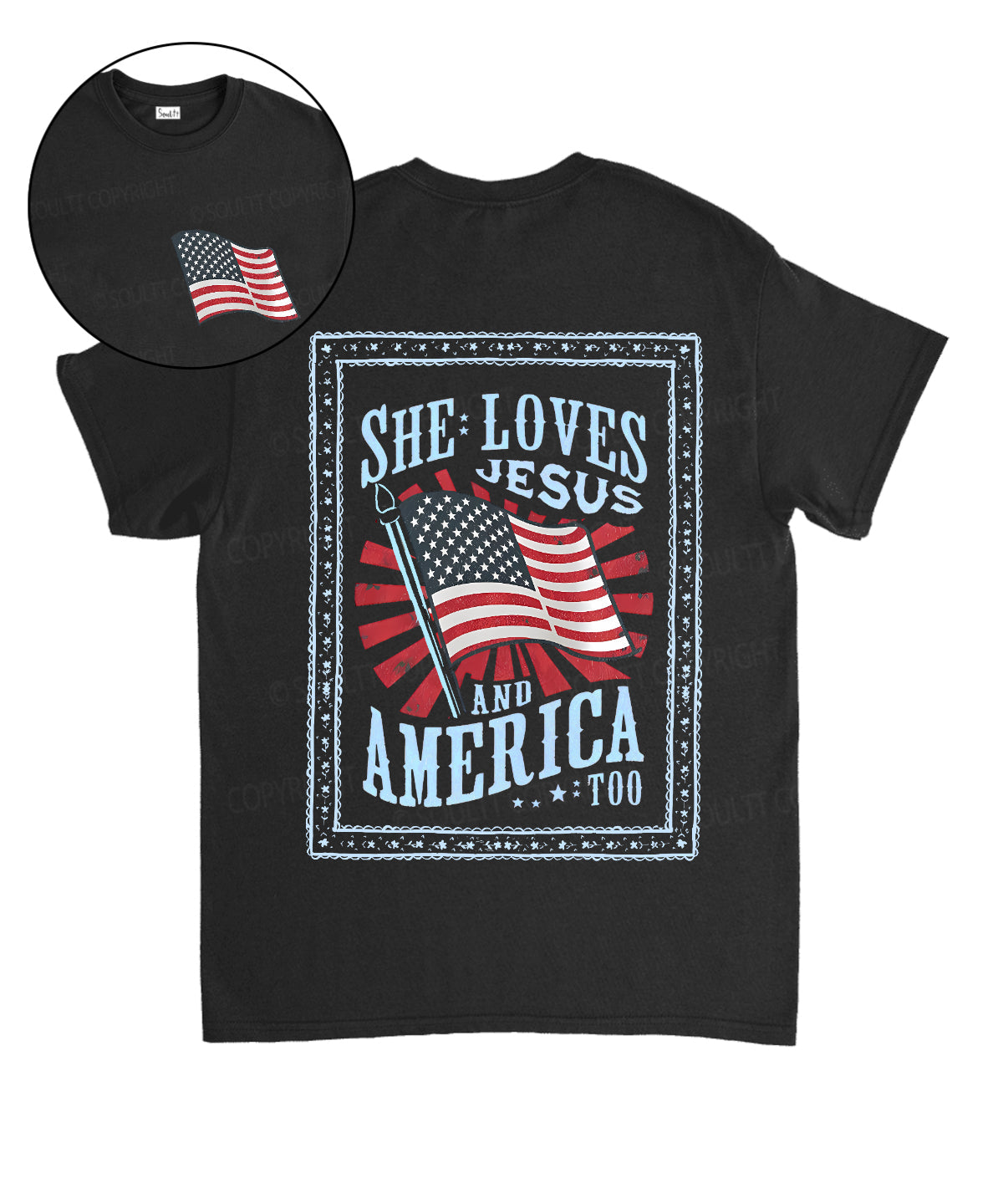She Loves Jesus And America Too Double Sided Unisex Washed Christian T-shirt