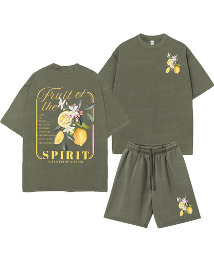 Fruit Of The Spirit Double Sided Unisex Christian Washed T-Shirt & Shorts