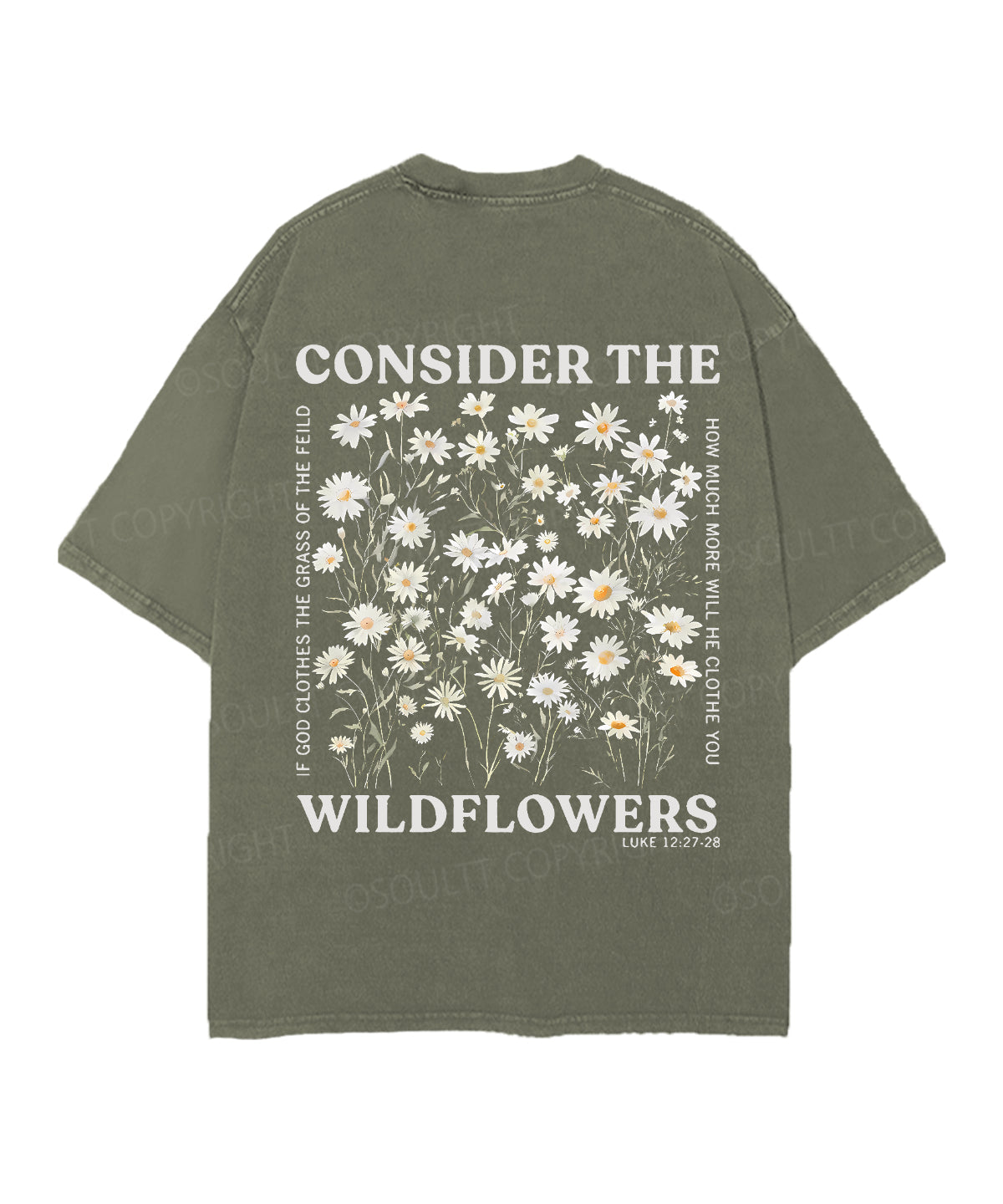 Consider The Wildflowers Double Sided Unisex Christian Washed T-Shirt & Shorts