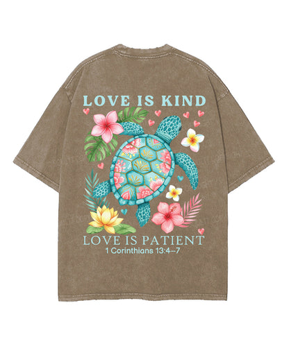 Love Is Kind Double Sided Unisex Washed Christian T-shirt