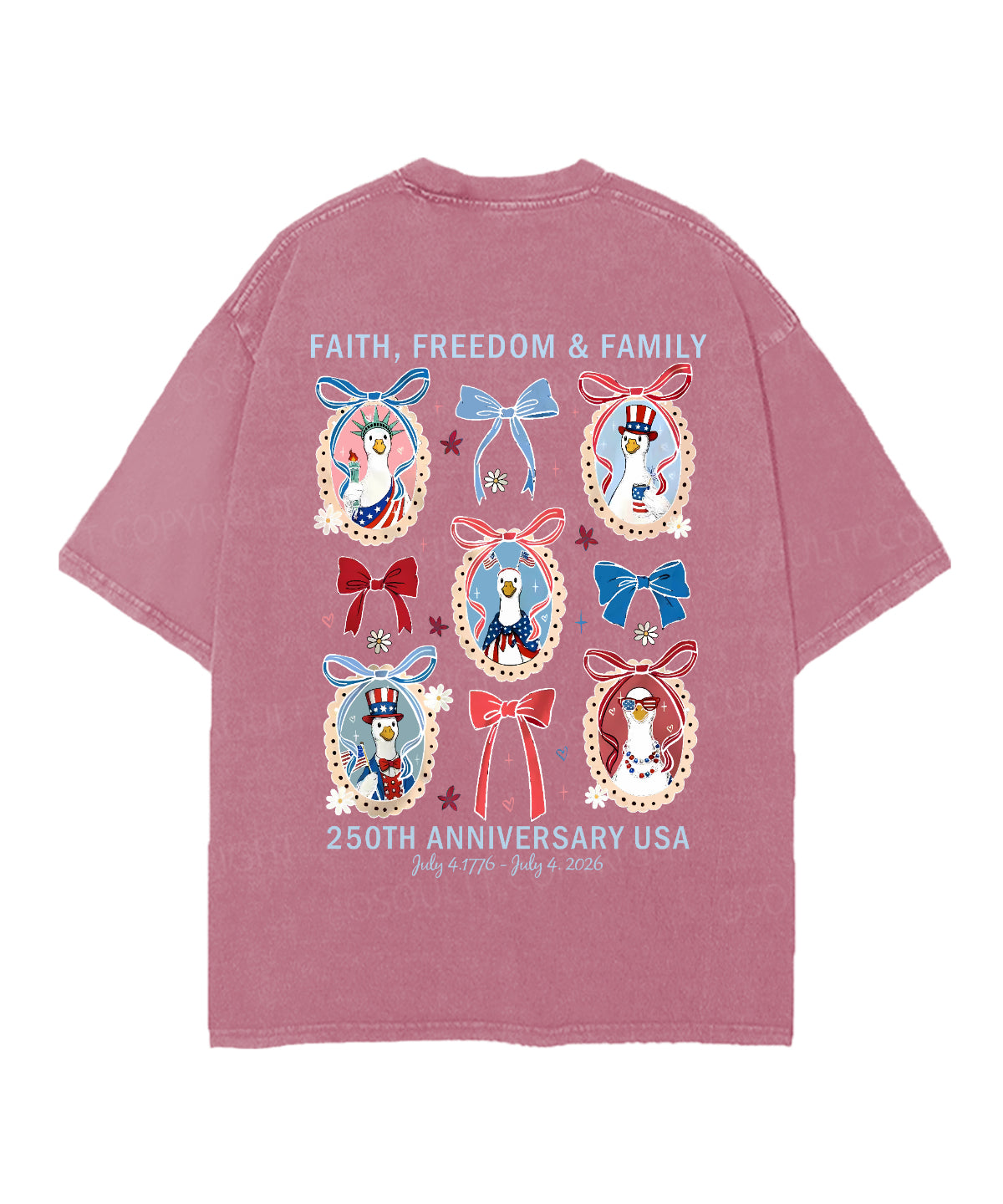 250 Years America Anniversary Double Sided Unisex Christian Washed T-Shirt & Shorts