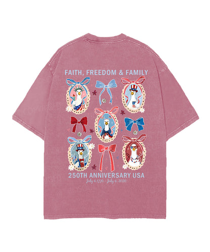 250 Years America Anniversary Double Sided Unisex Christian Washed T-Shirt & Shorts