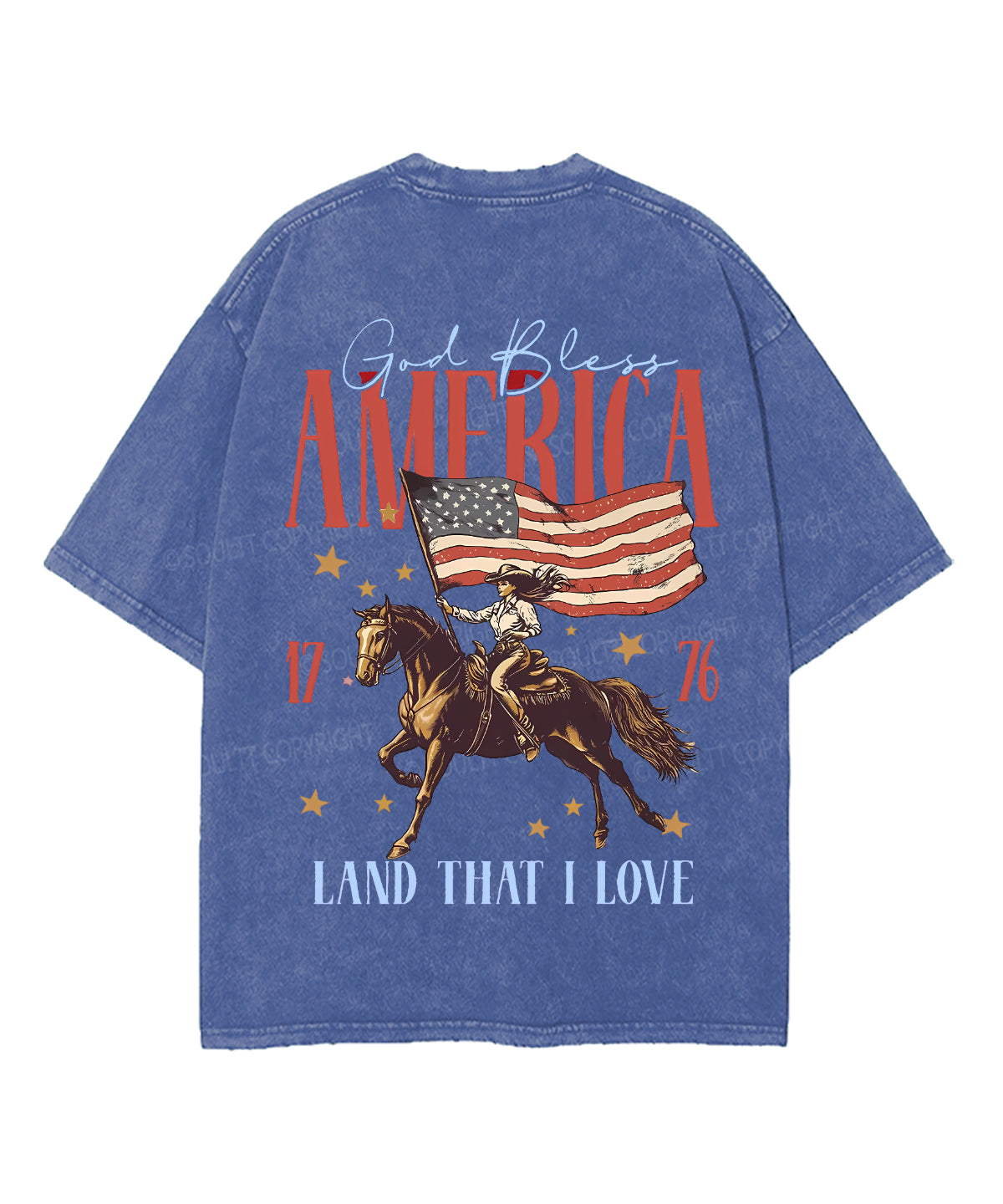 God Bless America Double Sided Unisex Washed Christian T-shirt